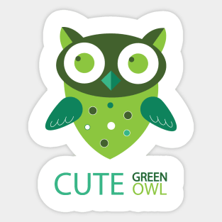 Cute Green Owl Sticker